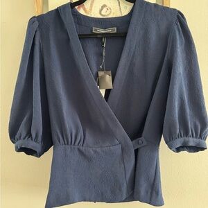 Women's Blue Wrap Top